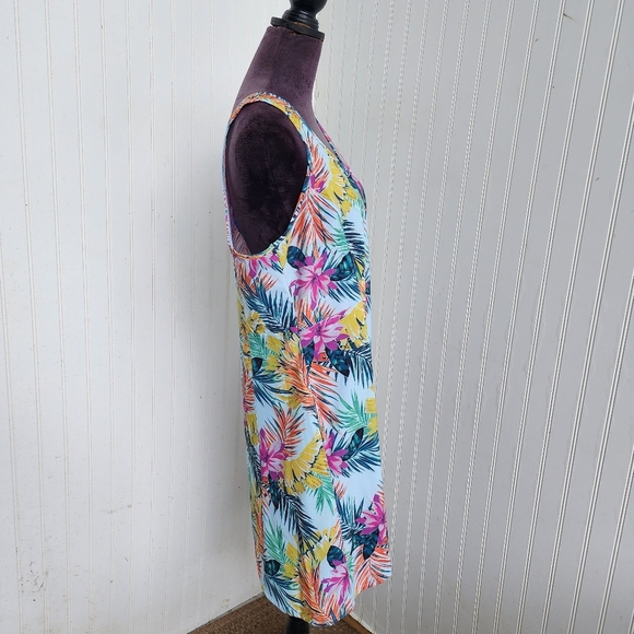 Reel Legends Women's Dress Multi Floral Tropical Pockets Stretch Multicolor Sz L - Picture 5 of 11
